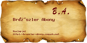 Brüszler Abony névjegykártya